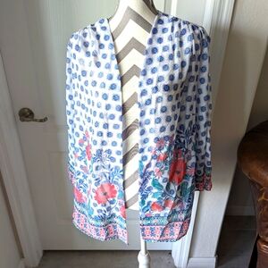 NWT Travel Elements Sheer Batik/Floral Print Cardigan